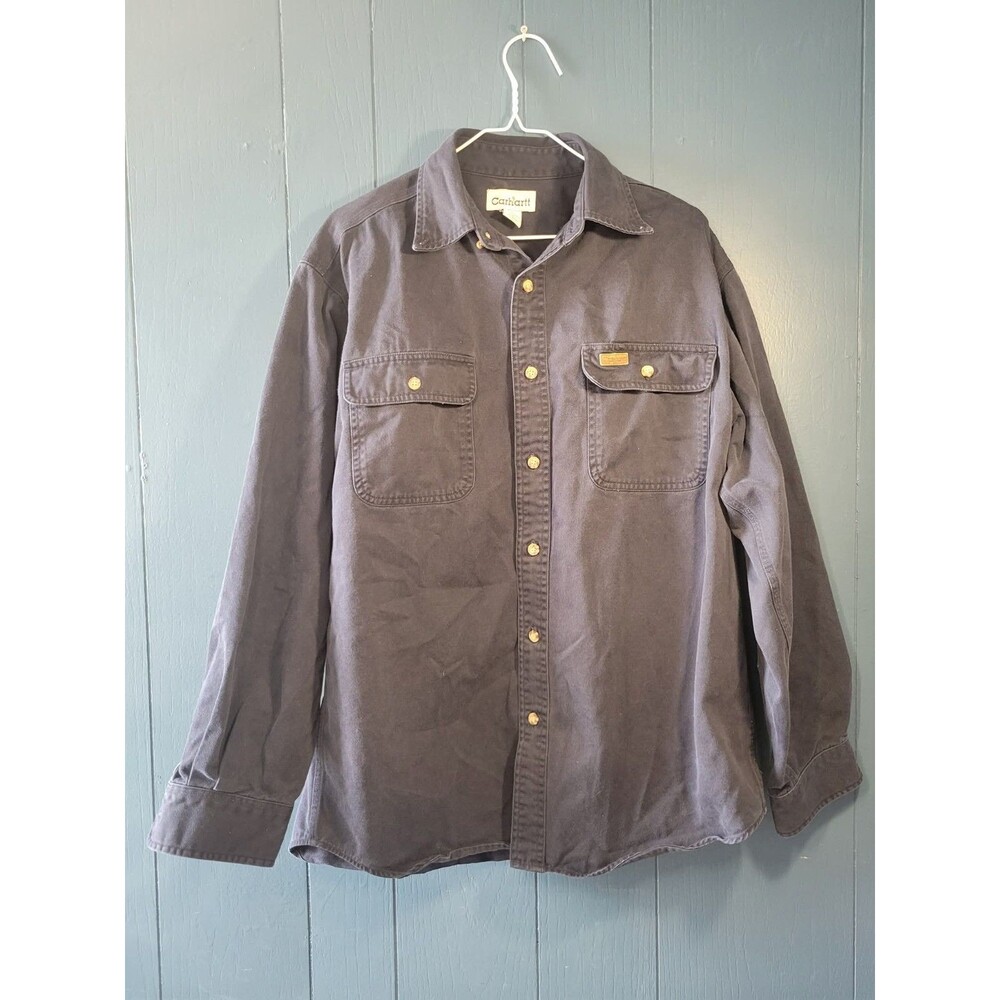 Vintage Carhartt Rugged Wear Maroon Button Down Long Sleeve Worn Wear Size M